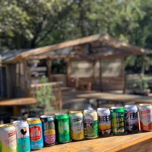 a row of cans