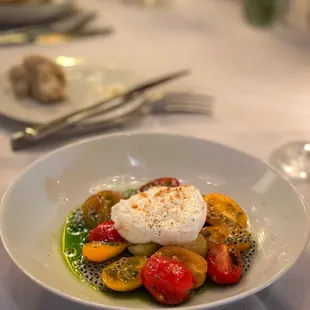 Burrata Cheese with basil seeds