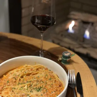 Bucatini spaghetti.