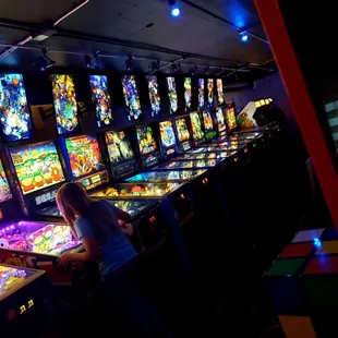 Row of pinball machines