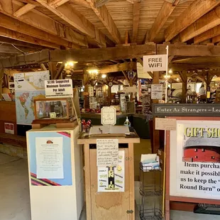 Inside the barn's 1st floor Gift Shop. I'd call it more of a "Garage Sale".