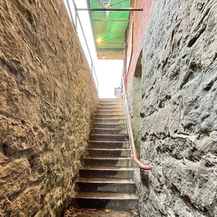 Stairs into the quaint pub. Call Ahead for  Entrance!