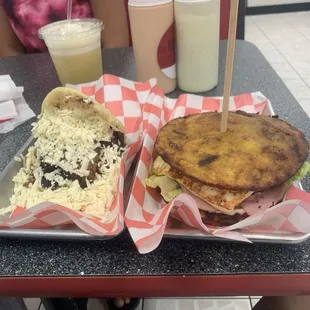 Arepa de Pabellon Gluten Free &amp; a Patacon Burger