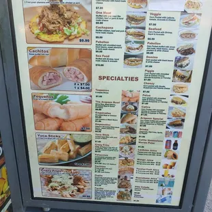 Menu with pricing