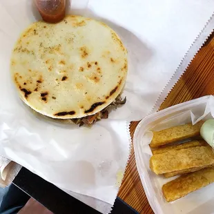 An arepa + the yuca sticks - so good!!