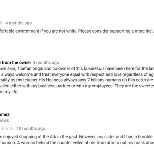 this is the example of the white owner catfishing as a tibetan person. anyone who has stepped foot inside knows this is a LIE.