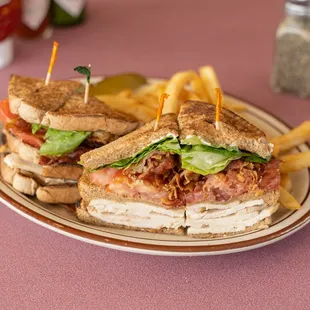 Turkey Club with French Fries