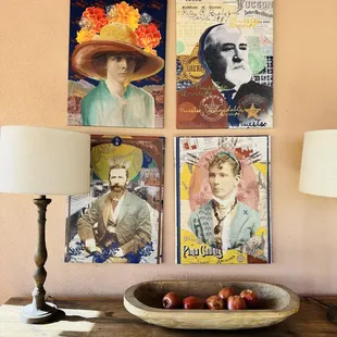 upstairs study with portraits of iconic Arizonans