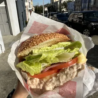 Bagel with Tuna ando hard boiled egg