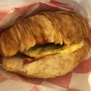 Toasted Croissant with Bacon, Egg and Cheese