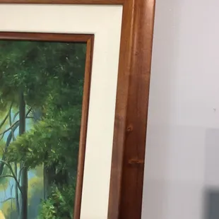 Close up of beautiful new cream color matting used to replace green velvet matting.