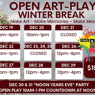 Please register for classes and events on our website. www.theartbox.family