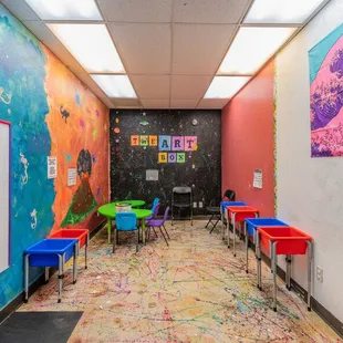 Sensory room! Shaving cream wall is calling your name!