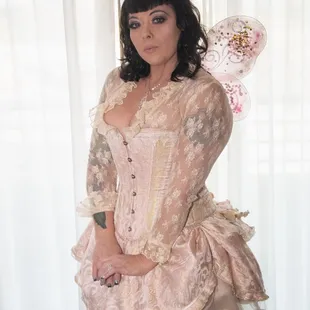 Custom couture corset &amp; skirt in cotton candy &amp; gold