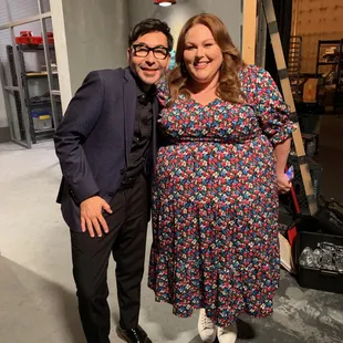 On set with Chrissy Metz in my perfectly fitted blazer and trousers. Karen is so talented!