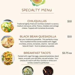 Our Specialty Menu