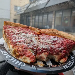 When the pizza smells so good, you rethink your decision to not eat in. I couldn&apos;t resist a car bite!