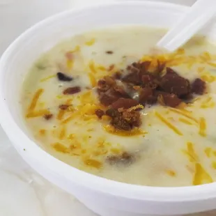 Potato Soup!  Have yours with a grilled cheese!  Might be Clam Chowder Day also!