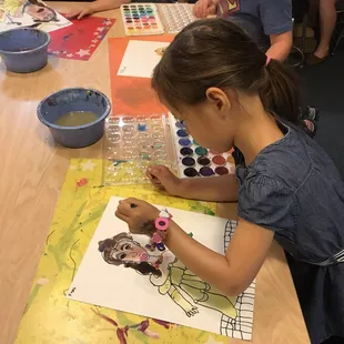 Princess camp with painted Belle portraits.