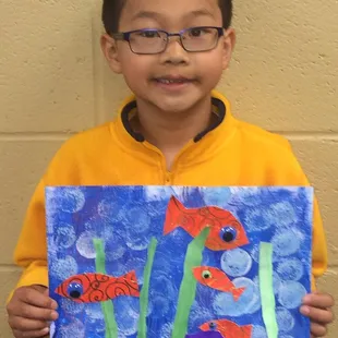 We use lots of different media including oil pastel, chalk pastel, collage, watercolor and acrylic paint.