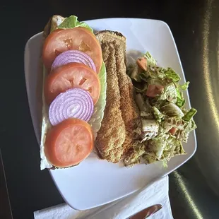 Catfish Sandwich with Small Salad Side