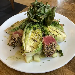 The Artesian Restaurant.  Grilled baby gem salad.  With sesame crusted ahi tuna.