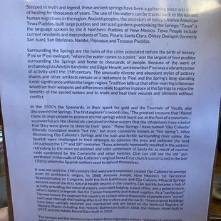 The Artesian Restaurant.  History of Ojo Caliente.