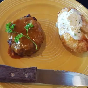 Steak special and fried whole potato