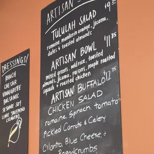 Salad menu