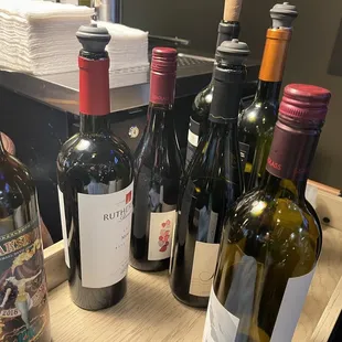 Wine selection and tasting on a trolley