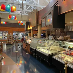 a restaurant with a variety of food items