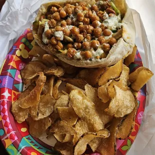 Plant based pita with chips