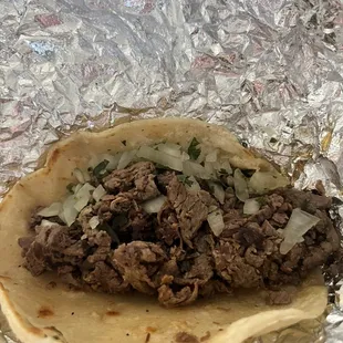 The asada taco they forgot to grill! Lol!