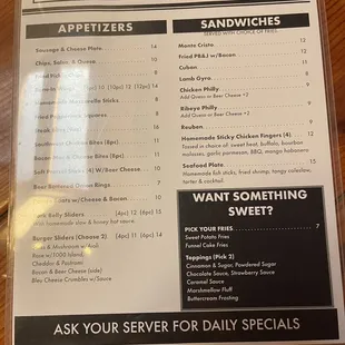 menu