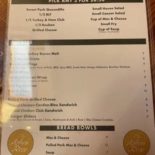 menu