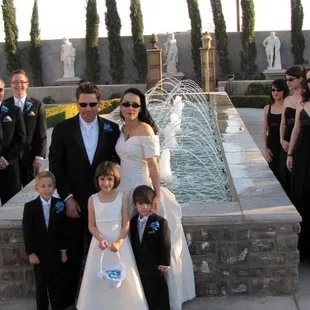 The fountain behind the castle.