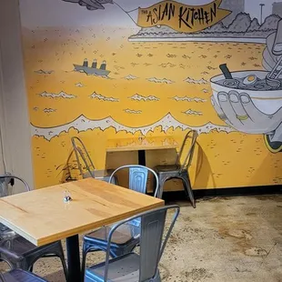 an airplane painted on the wall