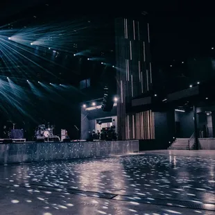 a stage with lights