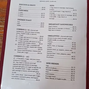 1st page of menu
