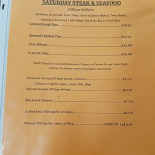 Insert for Weekend dinners