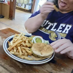 Burger and fries.
