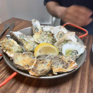 Oysters Chesapeake, garlic butter oysters, and oysters rockafellar