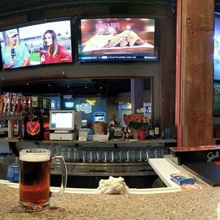the bar and televisions