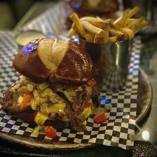 Nacho mamas cheesesteak burger