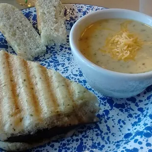 Lunch combo - half portobello panini and cup of cheddar broccoli