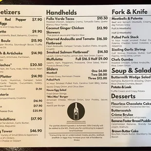 The Attic Door Menu