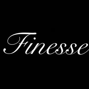 the word finesse on a black background