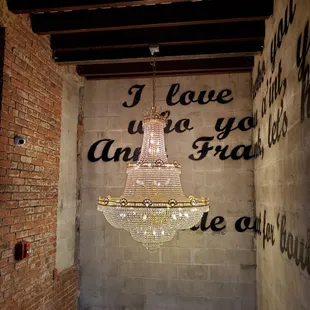Gorgeous chandelier at the entrance to the Attic