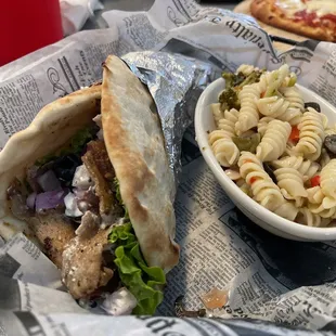 Lamb Gyro  and pasta salad