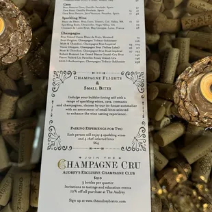 Champagne Lounge menu